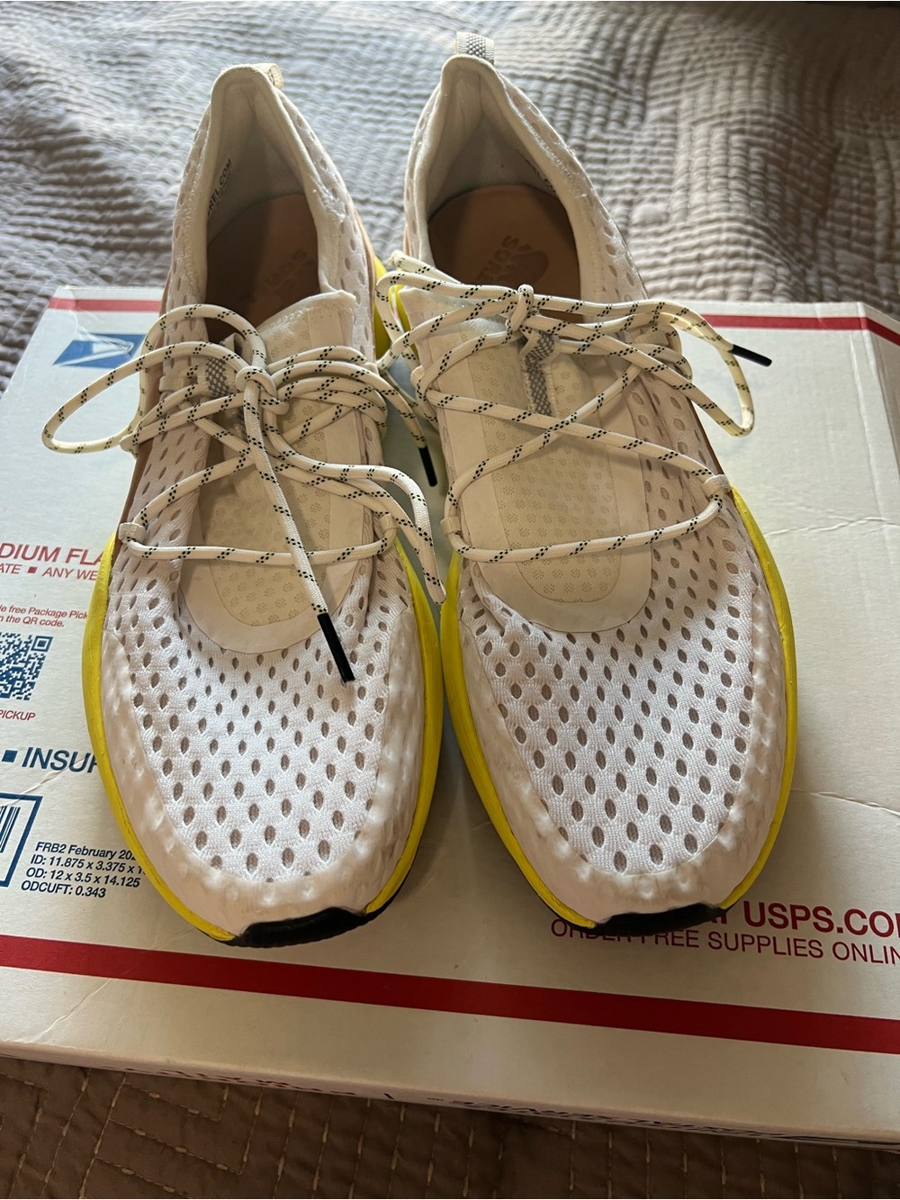 Sorel Kinetic Impact Lace Women White Sea Salt Yellow Size 10 Athletic Sneaker